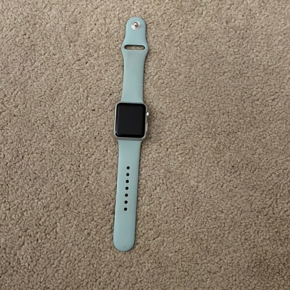 Apple Watch With Blue silicone strap